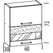 Bog-fran Modena 60 cm vitrines felső szekrény bükk – fehér bútor