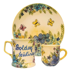 BögeManufaktúra Feliratos neves Kékek reggeliző szett bögrék, csészék