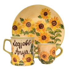 BögeManufaktúra Feliratos neves Napraforgó reggeliző szett bögrék, csészék