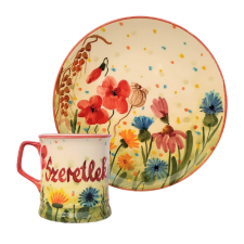 BögeManufaktúra Feliratos neves Pipacsmező bögre és reggeliző tányér bögrék, csészék