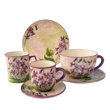 BögeManufaktúra Ibolyás reggeliző nagy szett bögrék, csészék