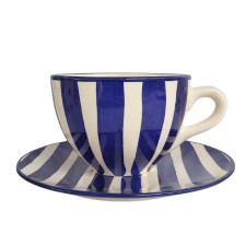 BögeManufaktúra Kék csíkos kisjumbo és reggeliző tányér bögrék, csészék