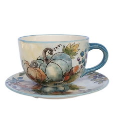 BögeManufaktúra Kék tökös jumbó bögre és reggeliző tányér tányér és evőeszköz