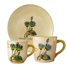 BögeManufaktúra Kék Tündérrózsa Reggeliző Szett bögrék, csészék