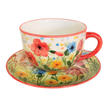 BögeManufaktúra Pipacsmező jumbo bögre és reggeliző tányér bögrék, csészék