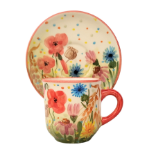 BögeManufaktúra Pipacsmező kávés bögre és kistányér bögrék, csészék