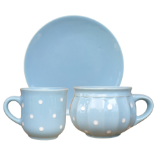 BögeManufaktúra Reggeliző szett pasztel kék bögrék, csészék