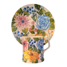 BögeManufaktúra Virágos bögre és reggeliző tányér FL003 bögrék, csészék