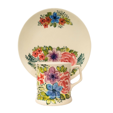 BögeManufaktúra Virágos bögre és reggeliző tányér FL004 bögrék, csészék