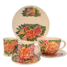 BögeManufaktúra Virágos reggeliző nagy szett FL001 bögrék, csészék