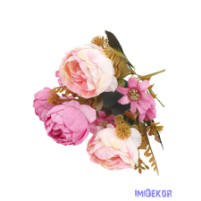  Boglárka 4 fejes selyem csokor 30cm - Rózsaszín-Pink dekorációs kellék
