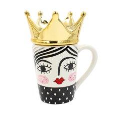 Bögre fedővel Queen, 14x10x17,5cm, Hoff Interieur bögrék, csészék