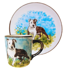 Bögre Manufaktúra Amerikai Staffordshire Terrier bögre és reggeliző tányér bögrék, csészék