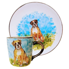 Bögre Manufaktúra Boxer kutyás bögre és reggeliző tányér bögrék, csészék