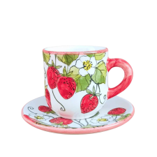 Bögre Manufaktúra Epres  kávésbögre  kistányérral bögrék, csészék