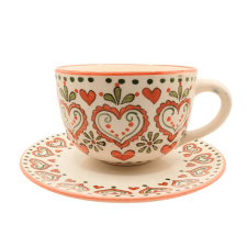 Bögre Manufaktúra Karácsonyi Szívek Jumbó Bögre Tányérral bögrék, csészék