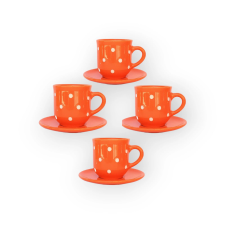 Bögre Manufaktúra Kávés bögre kistányérral négyes készlet narancs bögrék, csészék