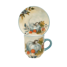 Bögre Manufaktúra kék tökös kávés bögre és kistányér bögrék, csészék