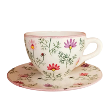 Bögre Manufaktúra Pille virág kis jumbó reggeliző tányérral bögrék, csészék