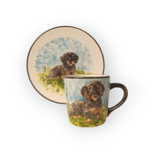 Bögre Manufaktúra Tacskó drótszőrű kutyás bögre és reggeliző tányér bögrék, csészék