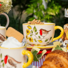 Bögre Manufaktúra Tavaszi madárkás jumbo bögre és reggeliző tányér bögrék, csészék