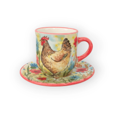 Bögre Manufaktúra Tyúk kávés bögre kistányérral bögrék, csészék