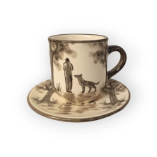 Bögre Manufaktúra Vicces kutyás fiúval kávés bögre és tányér VK029 bögrék, csészék