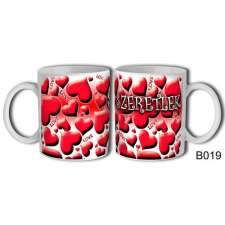  Bögre, Valentin nap, szeretlek, love, sok kis piros szív tányér és evőeszköz