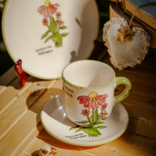 Bögremanufaktúra Bibor kasvirág kávés bögre és kistányér bögrék, csészék