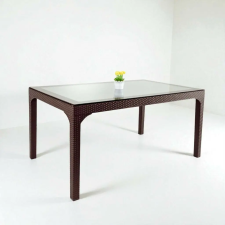  BOJTA üveglapos asztal 90x150 cm - barna színben kerti bútor