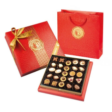 Bolci Diamond Tej- és Fehércsokoládé Praliné Válogatás Piros Díszdobozban Táskával 290g csokoládé és édesség