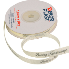  Boldog Karácsonyt feliratos ripsz szalag fehér 1cmx20y dekorációs kellék