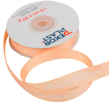  Boldog Karácsonyt feliratos ripsz szalag lazac 1,5cmx20y dekorációs kellék