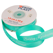  Boldog Karácsonyt feliratos ripsz szalag menta 1,5cmx20y dekorációs kellék