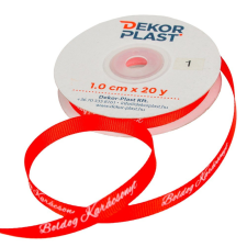  Boldog Karácsonyt feliratos ripsz szalag piros 1cmx20y dekorációs kellék