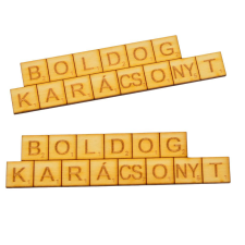  Boldog Karácsonyt scrabble tábla natúr fa 12cm 2db-os dekorációs kellék