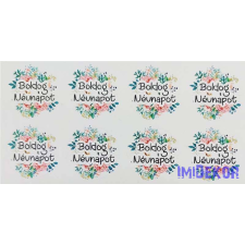  Boldog névnapot matrica 24db/A4 lap - Zöld virágos dekorációs kellék