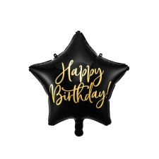  Boldog születésnapot csillag fólia léggömb 40cm fekete party kellék
