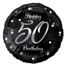 Boldog születésnapot Happy Birthday 50 B&C Silver fólia lufi 36 cm party kellék