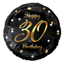 Boldog születésnapot Happy Birthday Black-Gold 30 fólia lufi 36 cm party kellék