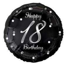 Boldog születésnapot Happy Birthday Black-Silver 18 fólia lufi 36 cm party kellék