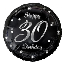 Boldog születésnapot Happy Birthday Black-Silver 30 fólia lufi 36 cm party kellék