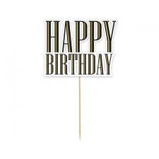 Boldog születésnapot Happy Birthday Black torta dekoráció 13 cm party kellék