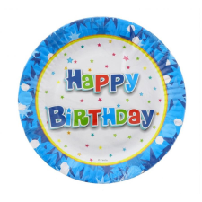 Boldog születésnapot Happy Birthday Blue papírtányér 6 db-os 18 cm party kellék