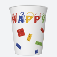Boldog születésnapot Happy Birthday Building Blocks papír pohár 8 db-os 250 ml party kellék