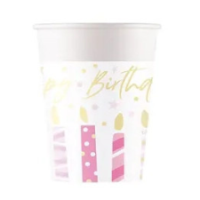 Boldog születésnapot Happy Birthday Candles papír pohár 8 db-os 200 ml FSC party kellék