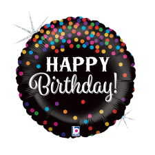 Boldog születésnapot Happy Birthday Glitter Confetti fólia lufi 46 cm party kellék