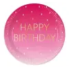 Boldog születésnapot Happy Birthday Golden Pink papírtányér 8 db-os 23 cm FSC