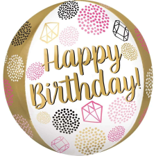Boldog születésnapot Happy Birthday gömb fólia lufi 38x40cm party kellék