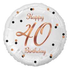 Boldog születésnapot Happy Birthday White-Rose Gold 40 fólia lufi 36 cm party kellék